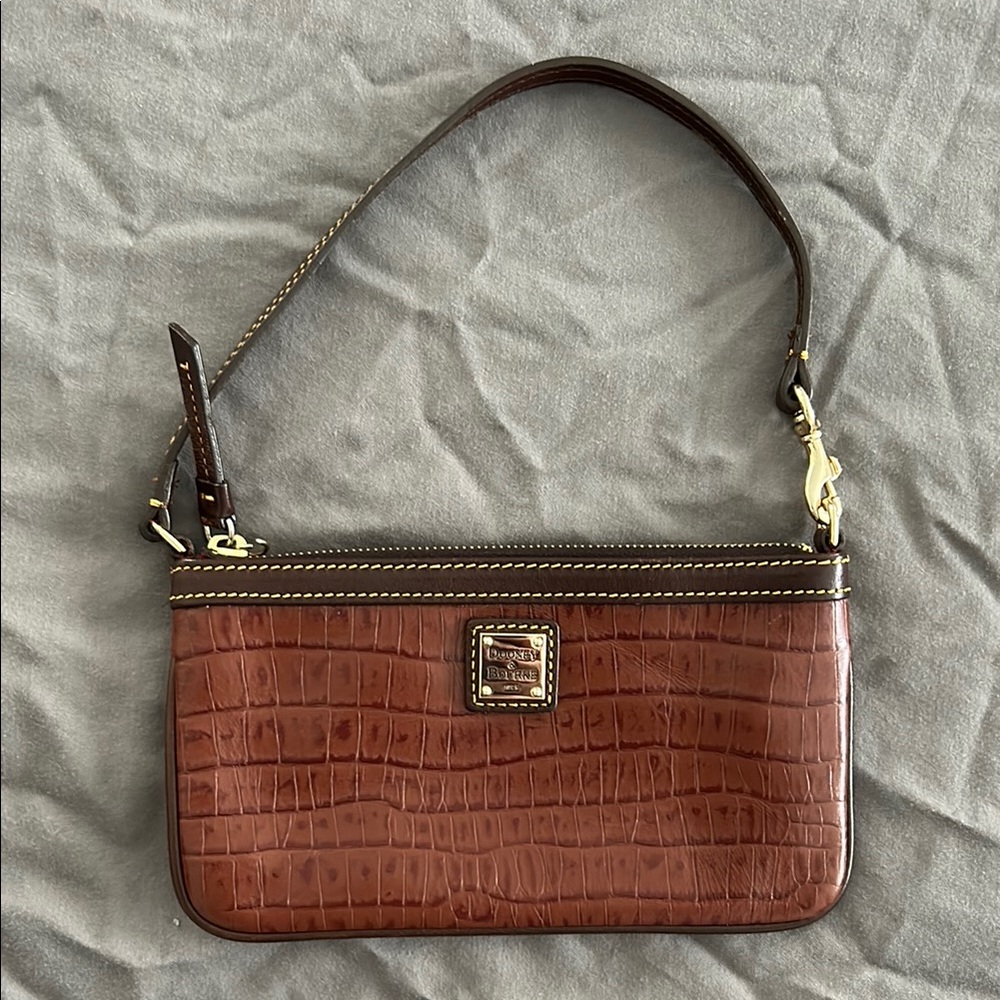 Dooney & Bourke Brown Crocodile-Embossed Women's Wristlet